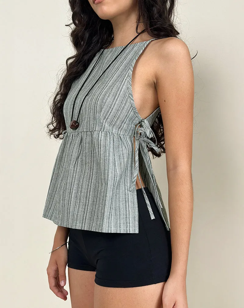 Palsi Tie Side Sleeveless Top in Green and White sold by Motel Rocks product image thumbnail 4