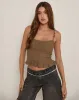 Analu Cami Top in Brown with Beaded Straps sold by Motel Rocks