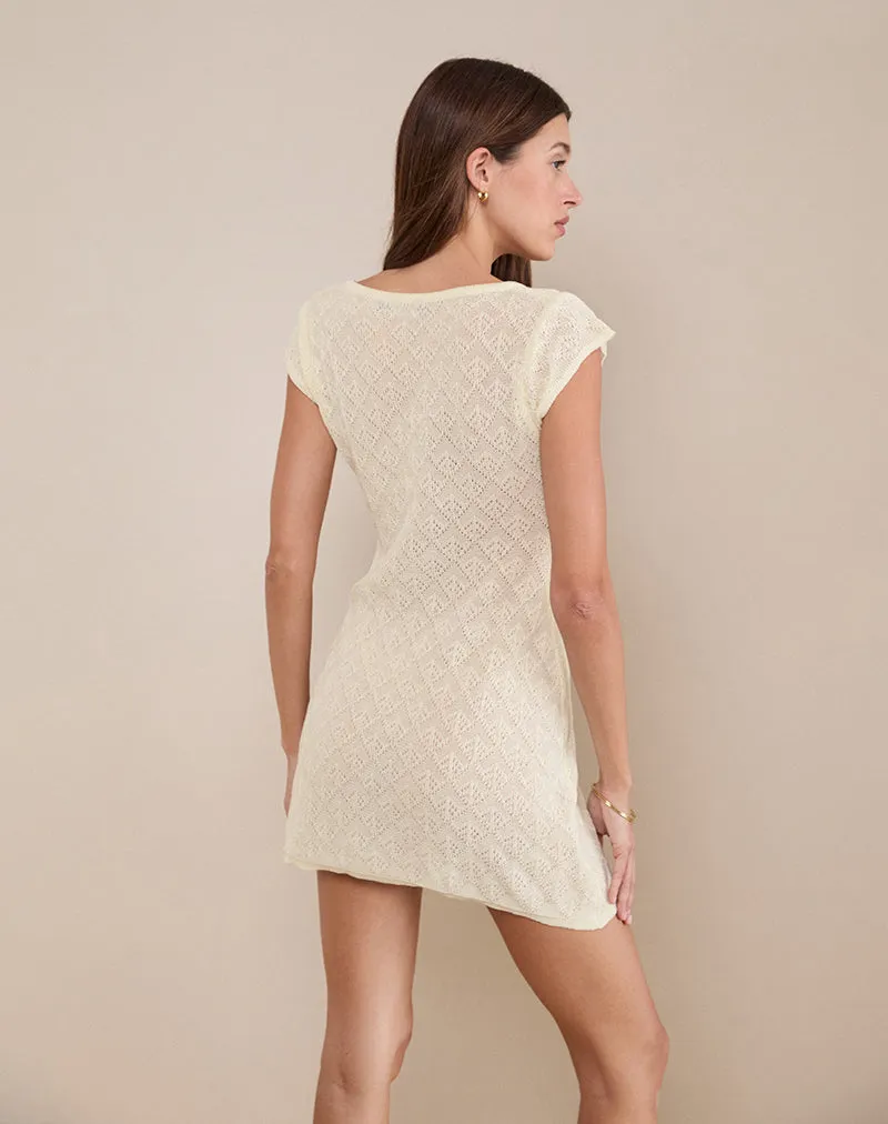 Mariza Mini Dress in Pointelle Ivory sold by Motel Rocks product image thumbnail 5