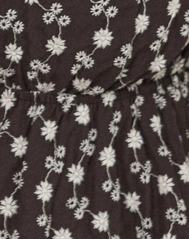 Rolia Tie Front Top in Floral Broderie Brown sold by Motel Rocks product image thumbnail 5