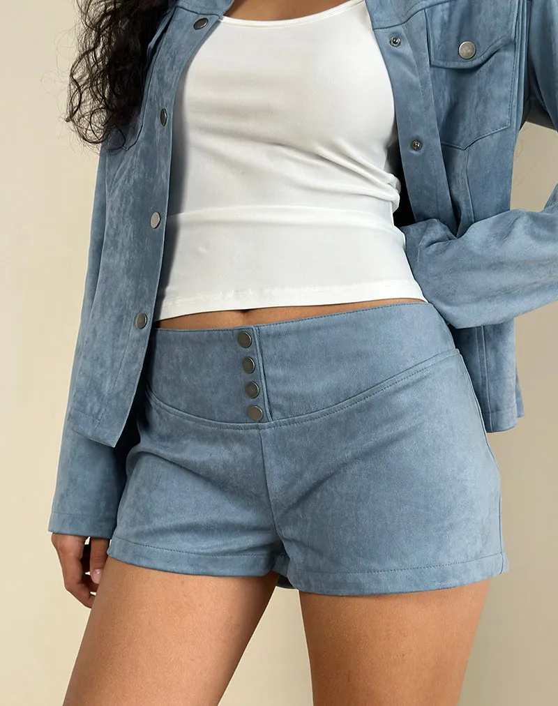 Samila Seamed Hotpant in Faux Suede Dusty Blue sold by Motel Rocks product image thumbnail 2
