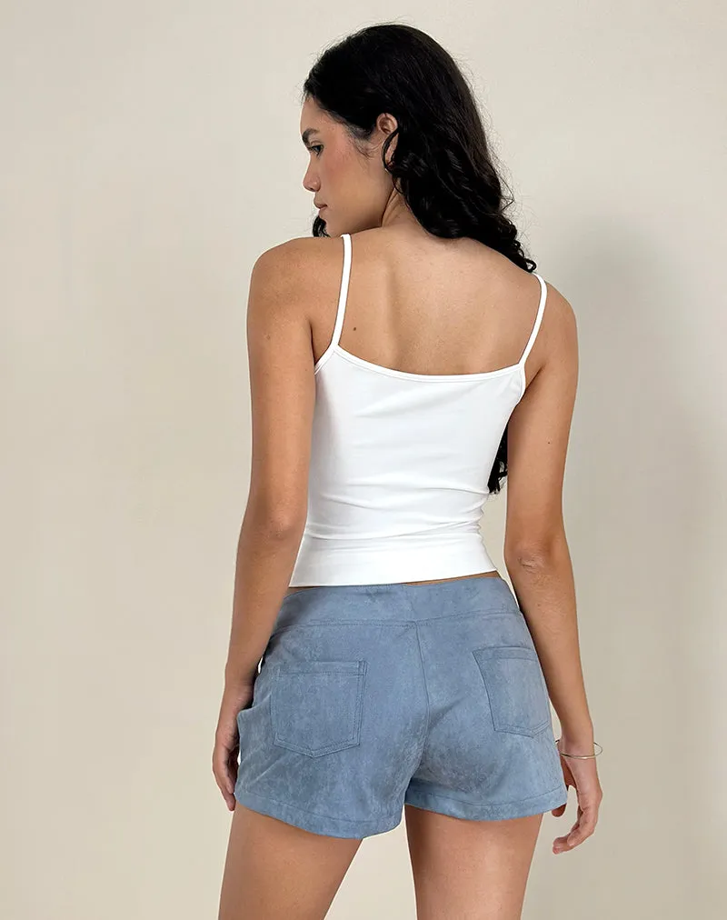 Samila Seamed Hotpant in Faux Suede Dusty Blue sold by Motel Rocks product image thumbnail 3