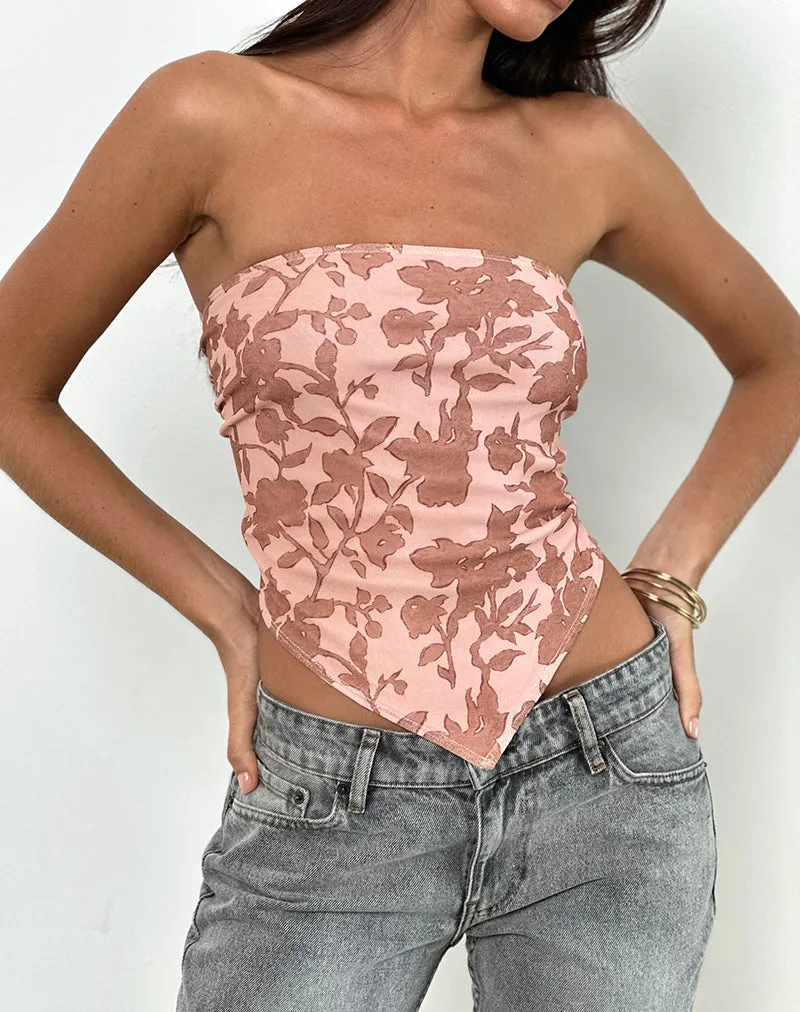 Zirika Bandeau Top in Neutral Floral Print sold by Motel Rocks product image thumbnail 2