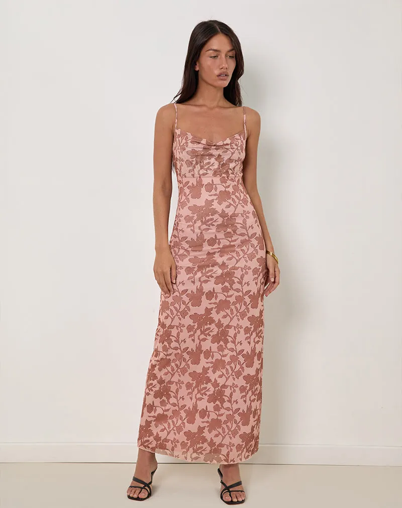 Dasita Cowl Neck Maxi Dress in Neutral Flower Print sold by Motel Rocks product image thumbnail 3