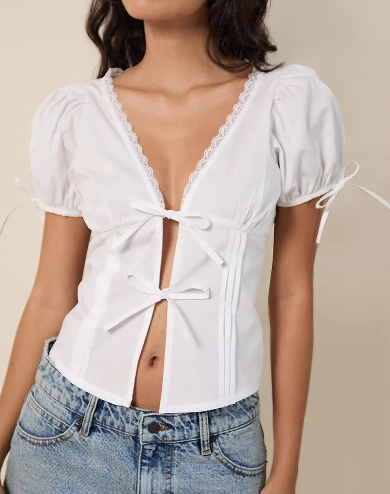 Lias Puff Sleeve Blouse in White sold by Motel Rocks product image thumbnail 3