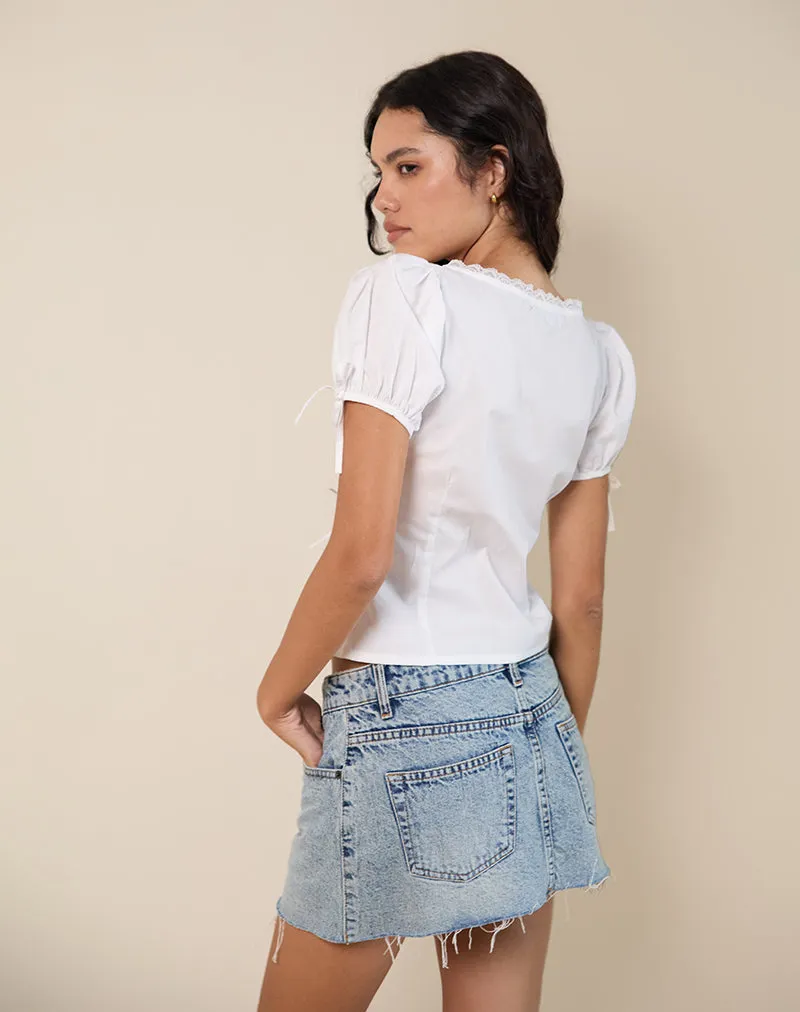 Lias Puff Sleeve Blouse in White sold by Motel Rocks product image thumbnail 4
