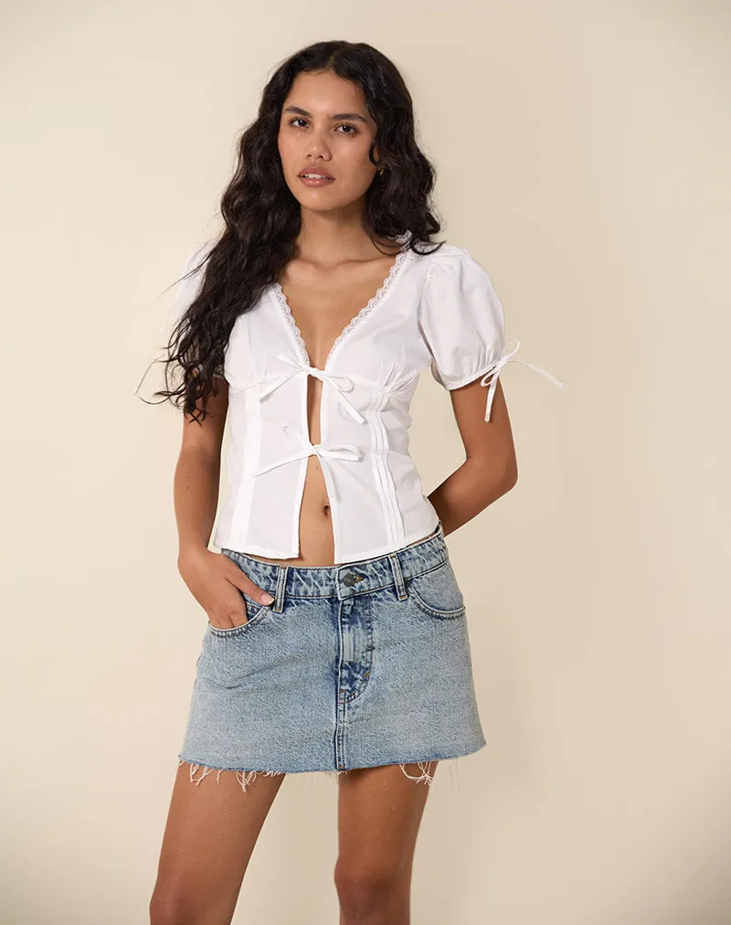 Lias Puff Sleeve Blouse in White sold by Motel Rocks