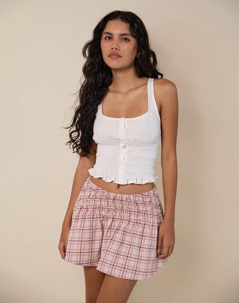 Nelesi Mini Skirt in Basic Tartan Pink sold by Motel Rocks