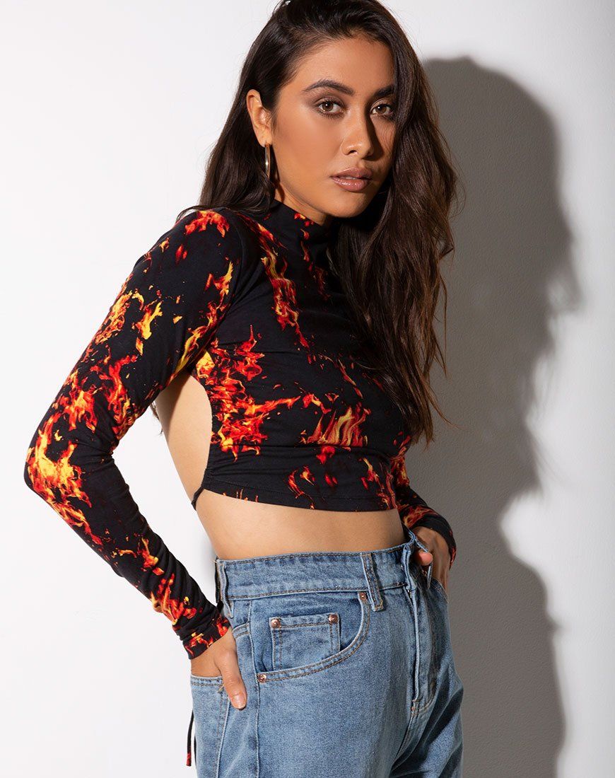 Quelia Crop Top in Fire sold by Motel Rocks product image thumbnail 4