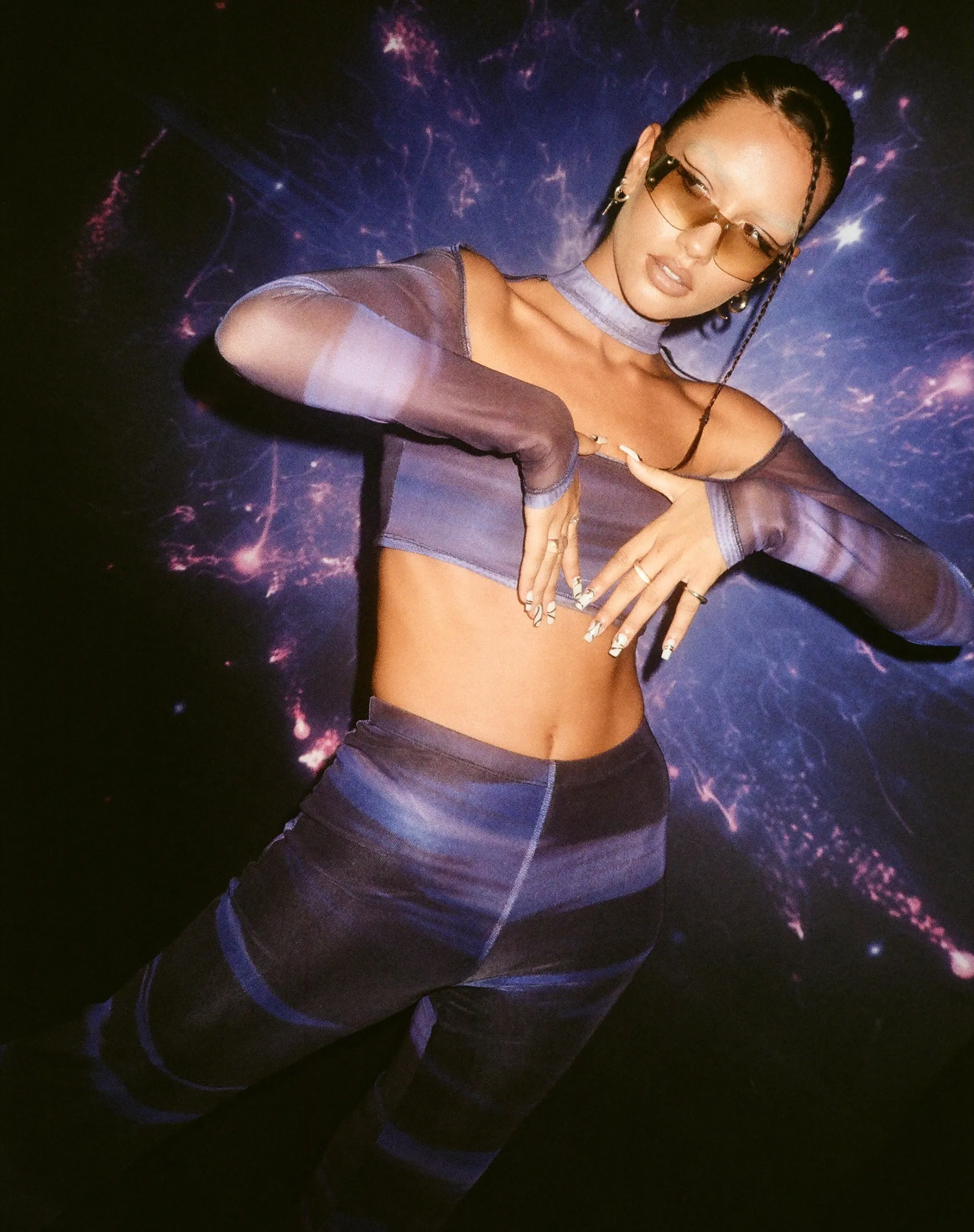 Ribus Crop Top in Cosmic Melt sold by Motel Rocks