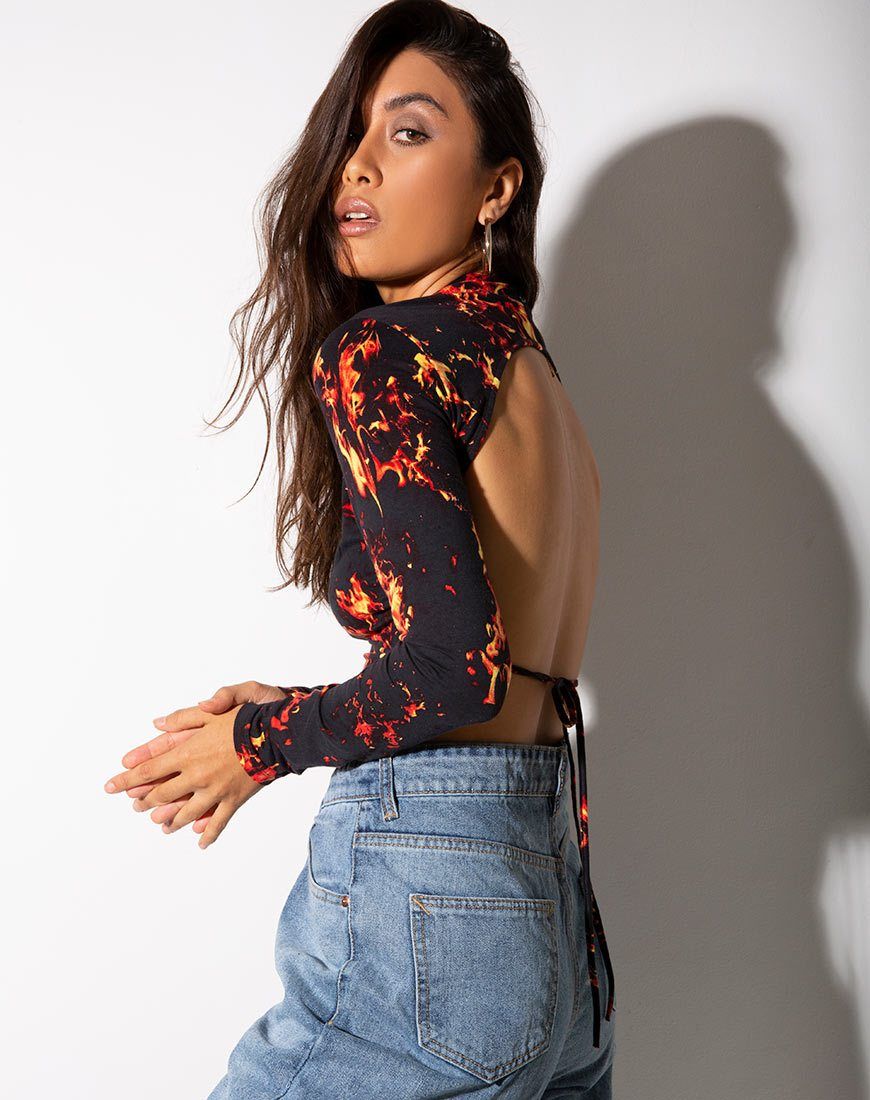 Quelia Crop Top in Fire sold by Motel Rocks product image thumbnail 3