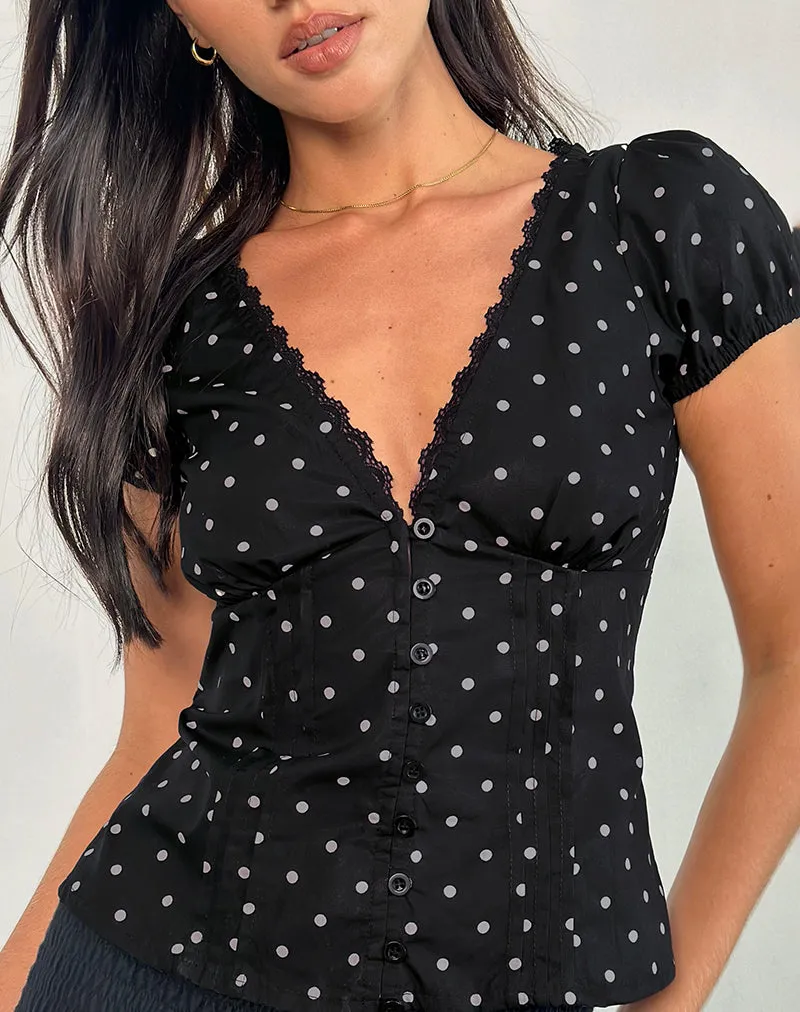 Ilias Corset Top in Basic Polka Black sold by Motel Rocks product image thumbnail 2