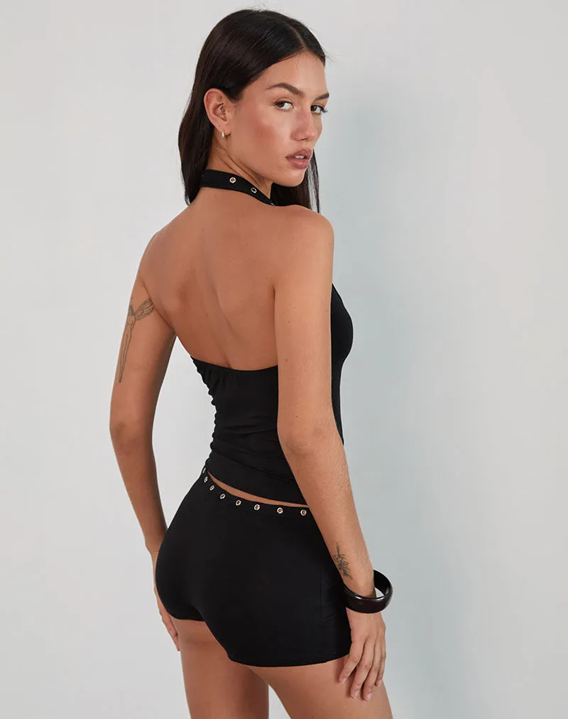 Jugo Halterneck Top in Black with Eyelets sold by Motel Rocks product image thumbnail 4