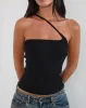 Kacya Asymmetric Top in Black sold by Motel Rocks