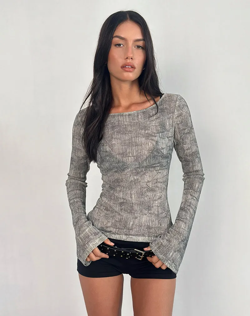 Sheiza Long Sleeve Top in Sheer Mesh Grey sold by Motel Rocks