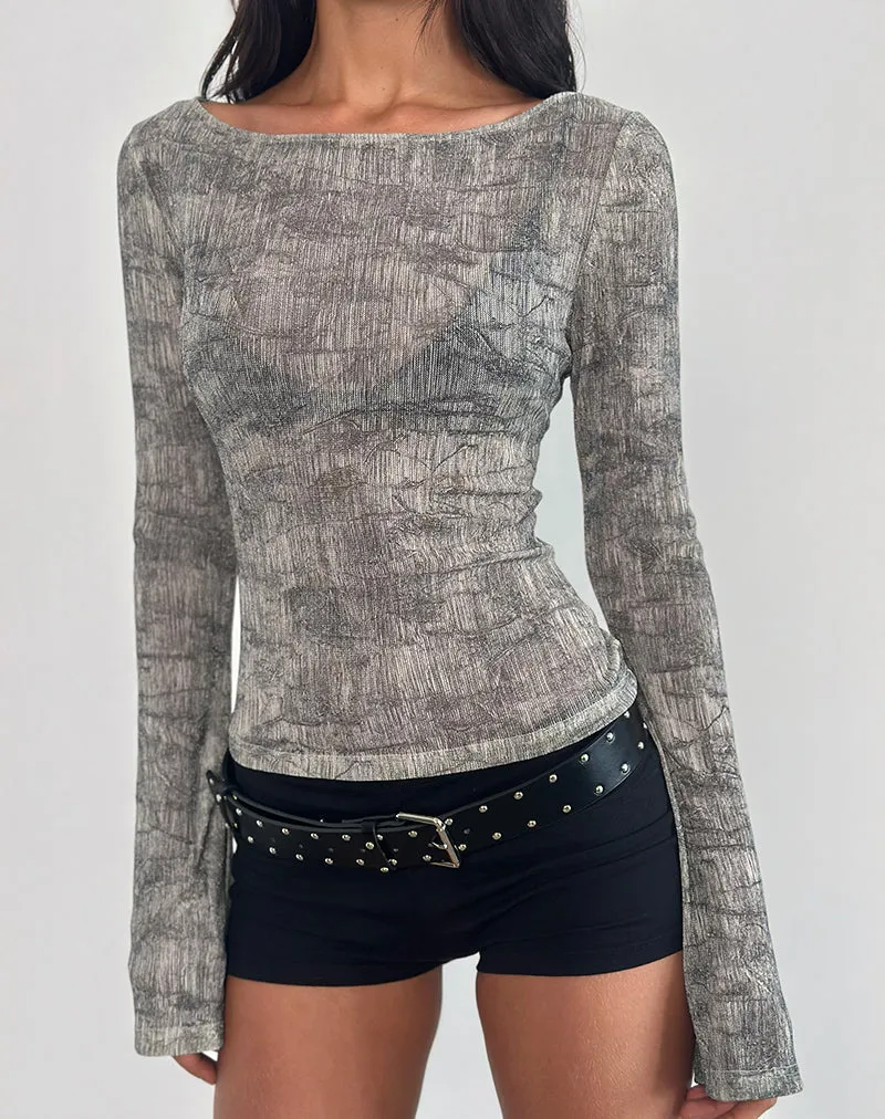 Sheiza Long Sleeve Top in Sheer Mesh Grey sold by Motel Rocks product image thumbnail 2