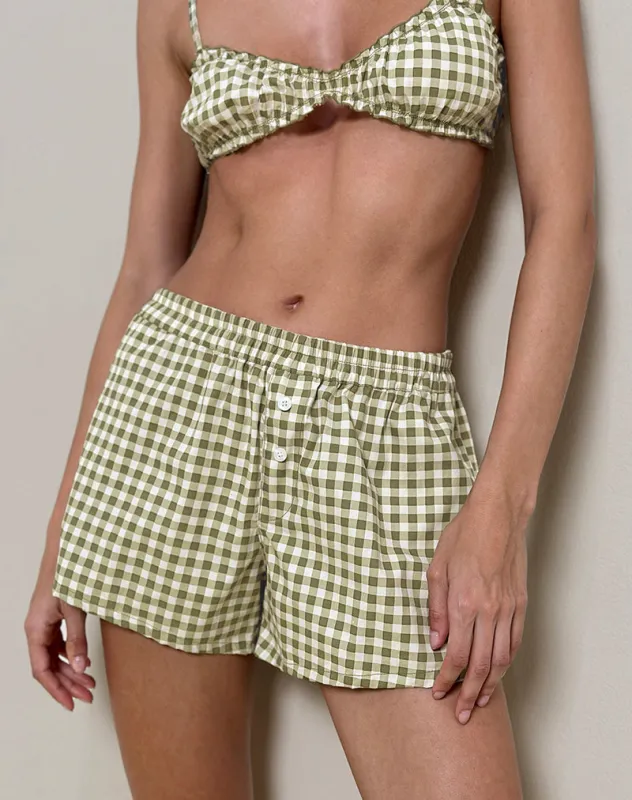 Laboxe Shorts in Olive Gingham made by Motel Rocks