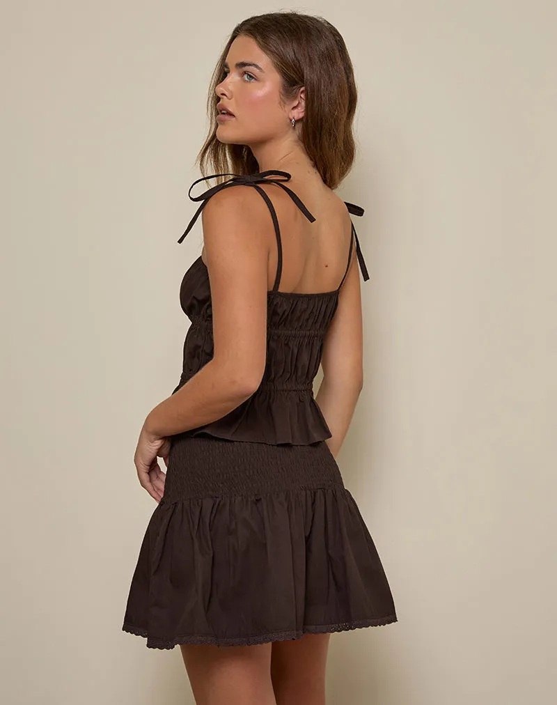 Chibi Ruched Tie Top in Bitter Chocolate sold by Motel Rocks product image thumbnail 5