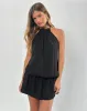 Veloria Halterneck Mini Dress in Black Chiffon with Lining sold by Motel Rocks