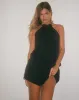 Veloria Halterneck Mini Dress in Black Chiffon with Lining sold by Motel Rocks