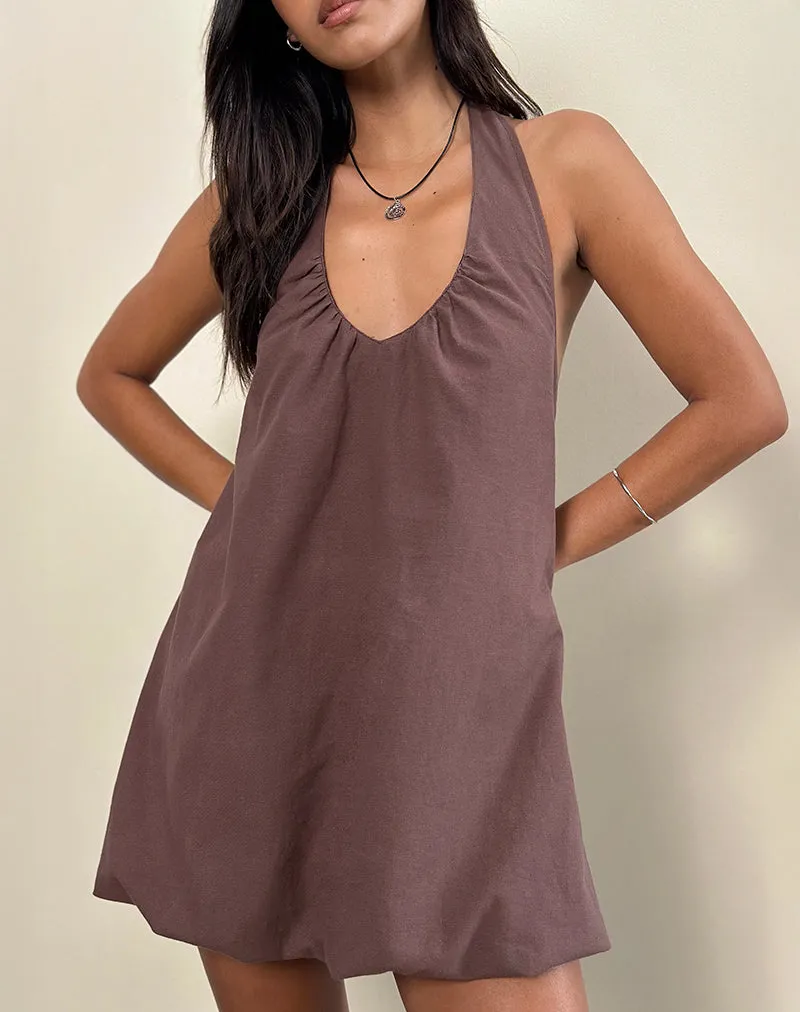Alcinder Linen Mini Dress in Deep Taupe sold by Motel Rocks product image thumbnail 2