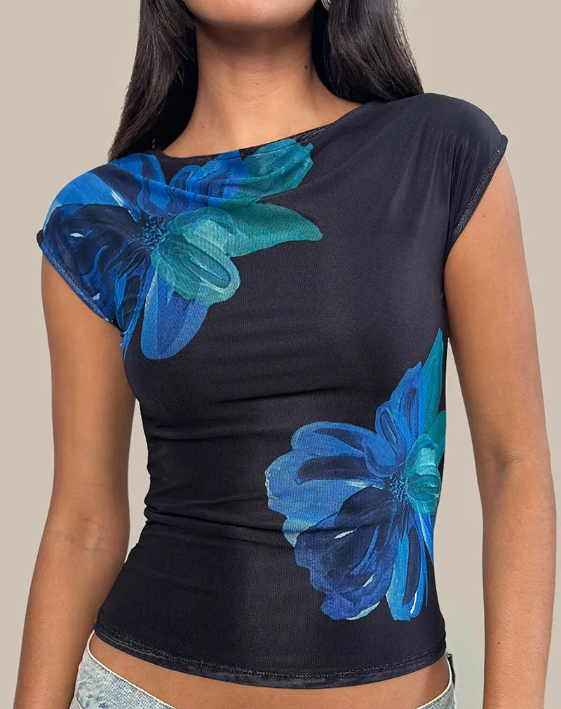 Nova Top in Watercolour Flower Blue sold by Motel Rocks product image thumbnail 3