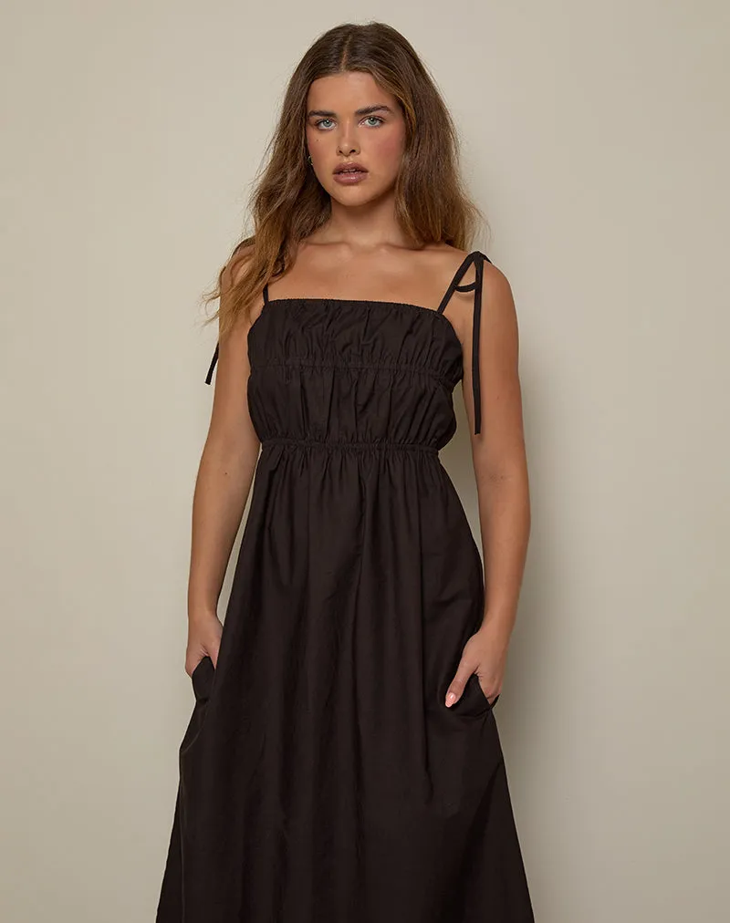 Haruko Midi Dress in Bitter Chocolate sold by Motel Rocks product image thumbnail 2