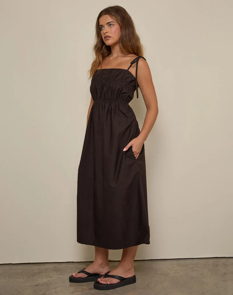 Haruko Midi Dress in Bitter Chocolate sold by Motel Rocks product image thumbnail 3