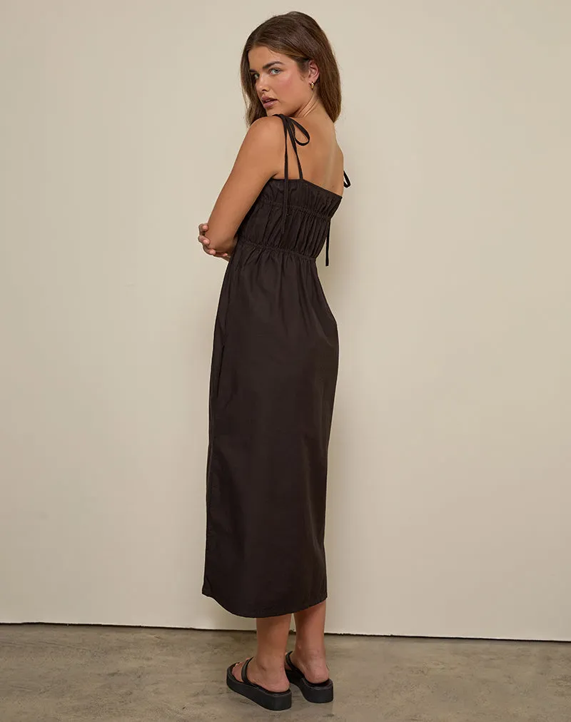 Haruko Midi Dress in Bitter Chocolate sold by Motel Rocks product image thumbnail 4