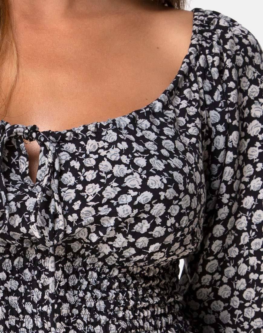 Lancer Crop Top in Ditsy Rose Black sold by Motel Rocks product image thumbnail 5