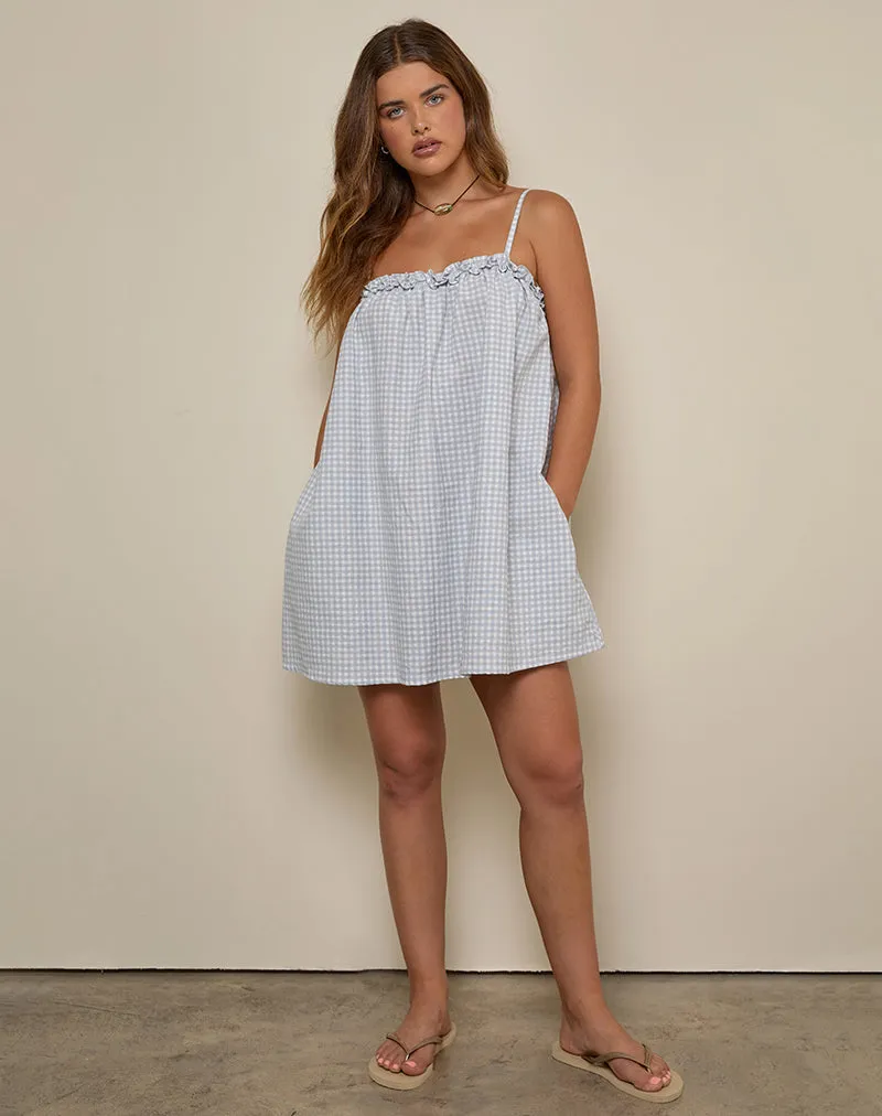 Kamalani Dress in Mini Gingham Blue and Grey sold by Motel Rocks product image thumbnail 3