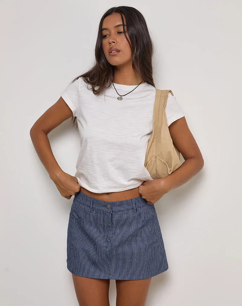Mini A-Line Skirt in Pinstripe Indigo Wash sold by Motel Rocks product image thumbnail 4