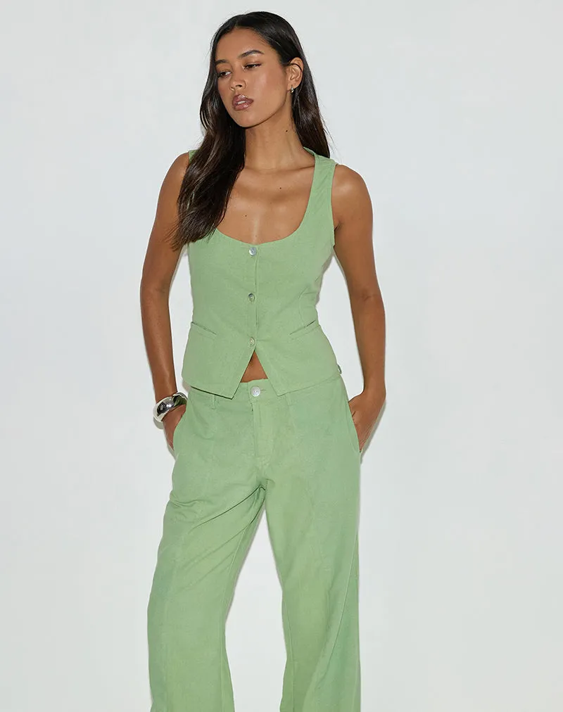Ganita Vest in Linen Minty Green sold by Motel Rocks product image thumbnail 3