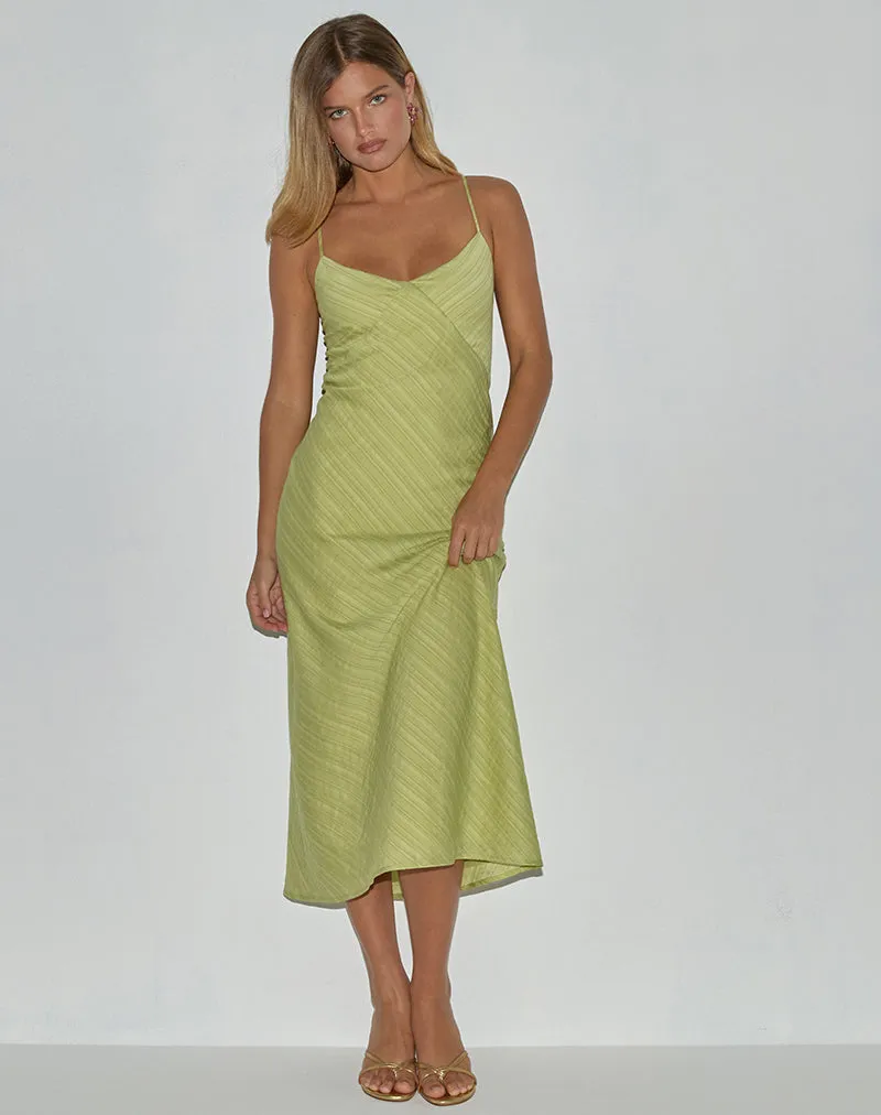 Elayna Midi Dress in Chiffon Stripe Green sold by Motel Rocks product image thumbnail 5