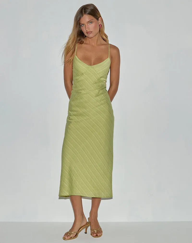 Elayna Midi Dress in Chiffon Stripe Green sold by Motel Rocks product image thumbnail 3