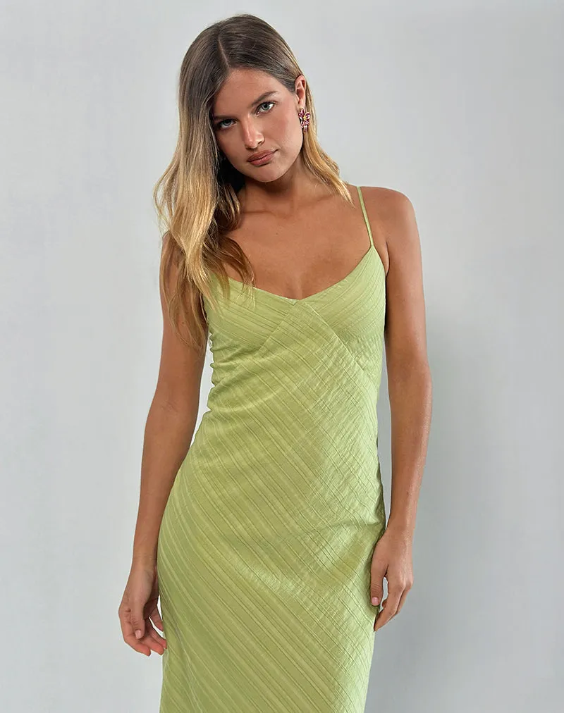 Elayna Midi Dress in Chiffon Stripe Green sold by Motel Rocks product image thumbnail 2