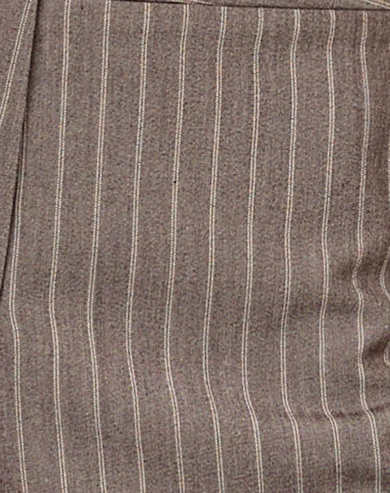 Sarun Longline Short in Pinstripe Brown sold by Motel Rocks product image thumbnail 5