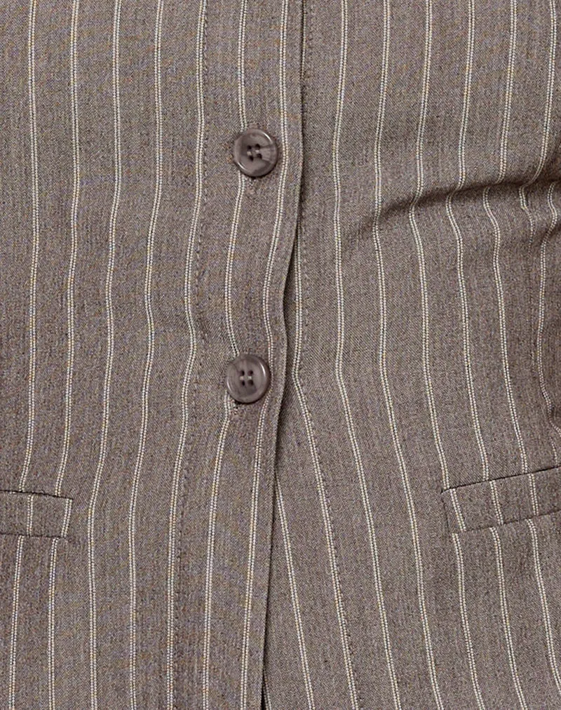 Ganita Vest in Pinstripe Brown sold by Motel Rocks product image thumbnail 5