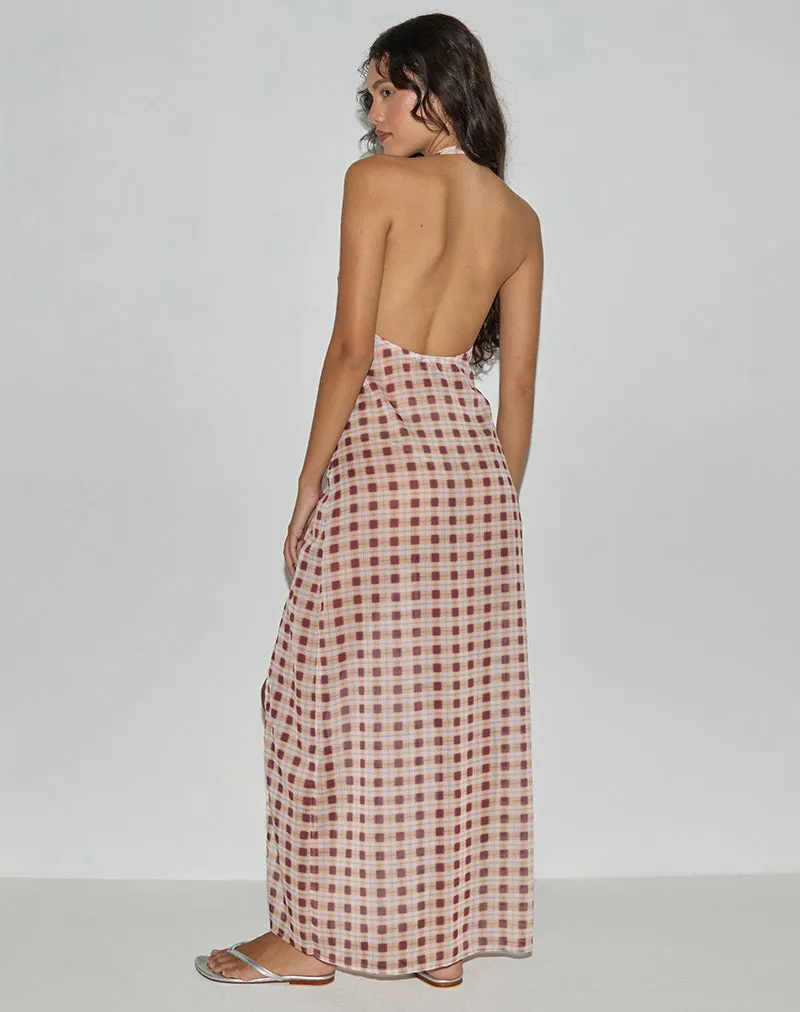 Driti Maxi Dress in Chiffon Blurred Check Peach sold by Motel Rocks product image thumbnail 5