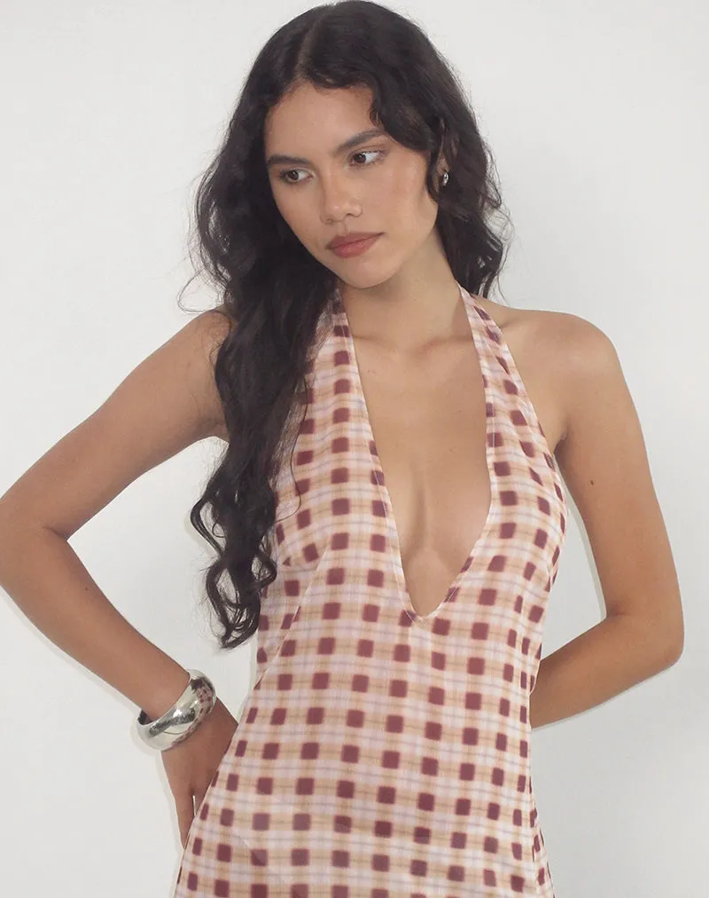 Driti Maxi Dress in Chiffon Blurred Check Peach sold by Motel Rocks product image thumbnail 2