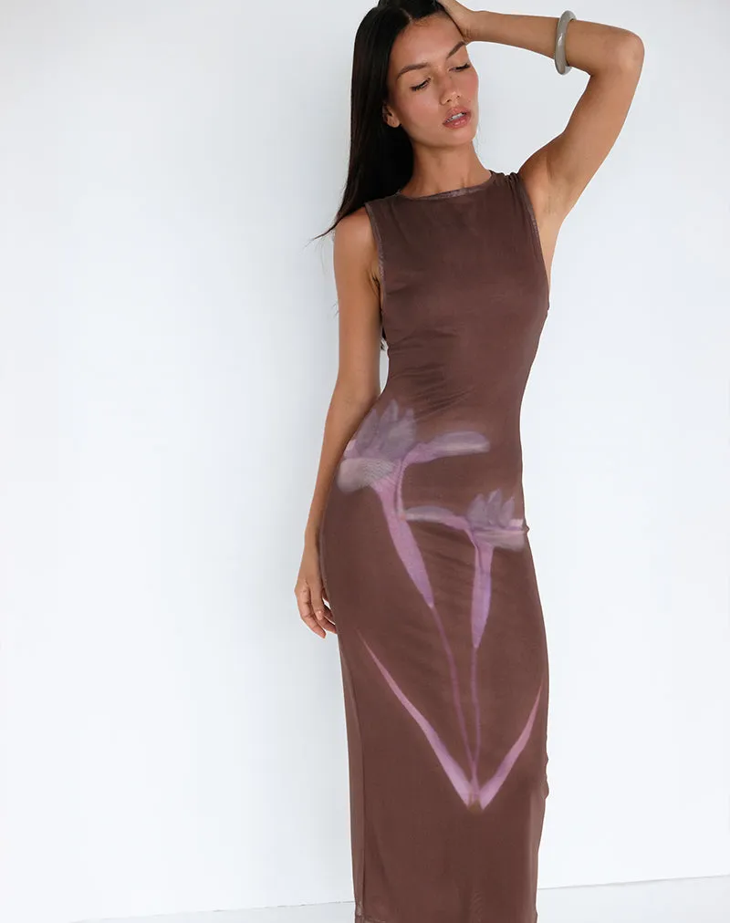 Fayola Maxi Dress in Blurred Floral Print Brown sold by Motel Rocks product image thumbnail 2