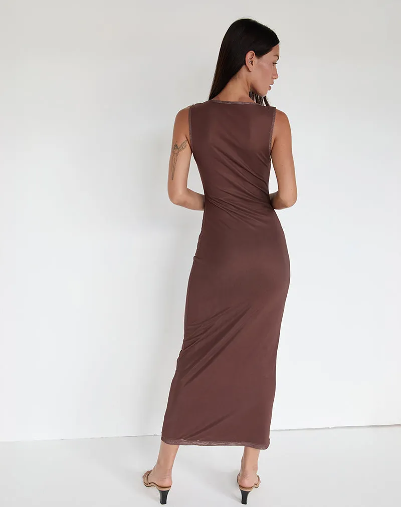 Fayola Maxi Dress in Blurred Floral Print Brown sold by Motel Rocks product image thumbnail 4