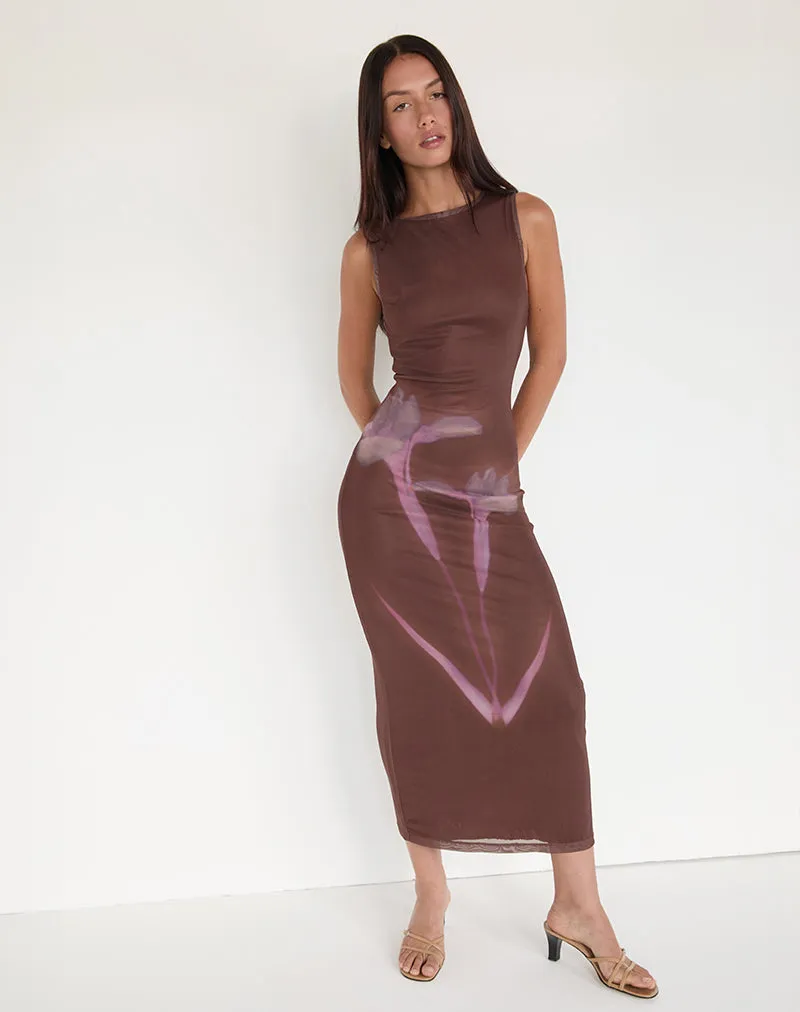 Fayola Maxi Dress in Blurred Floral Print Brown sold by Motel Rocks product image thumbnail 3