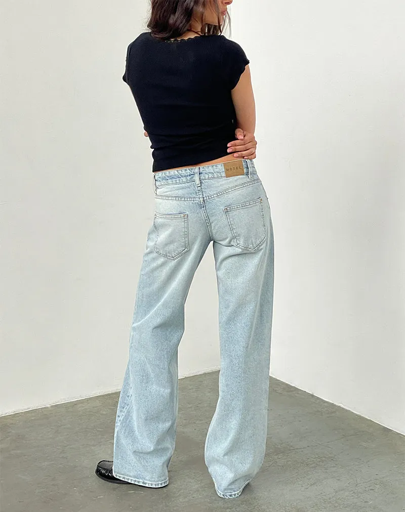 Low Rise Parallel Jeans In Extreme Light Wash Blue sold by Motel Rocks product image thumbnail 4