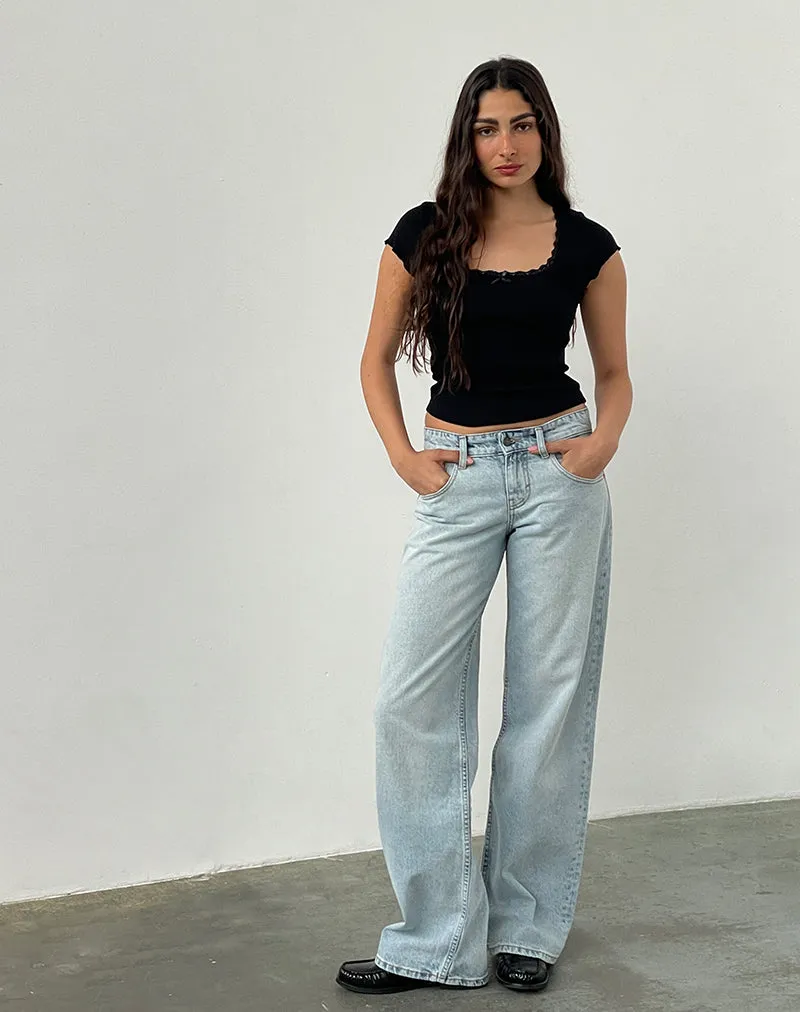 Low Rise Parallel Jeans In Extreme Light Wash Blue sold by Motel Rocks product image thumbnail 5