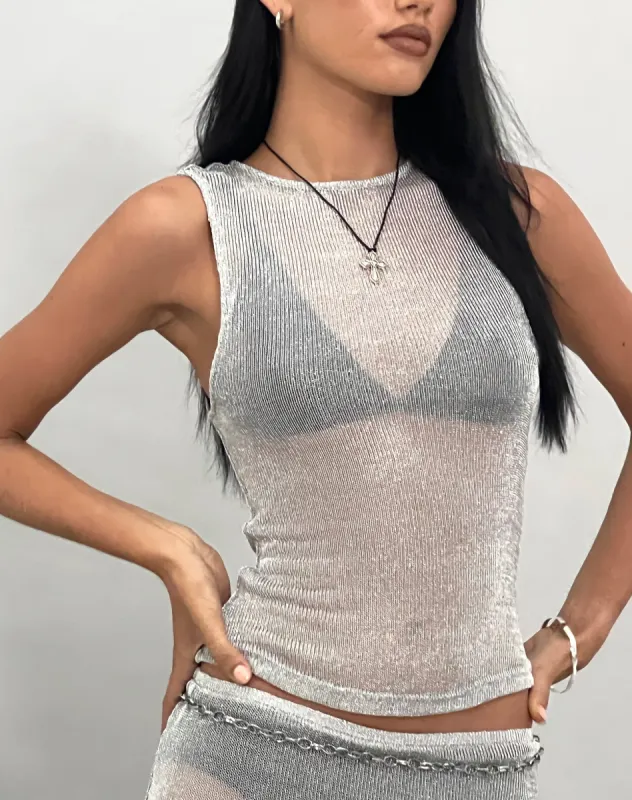 Cosima Tank Top in Silver Chain made by Motel Rocks