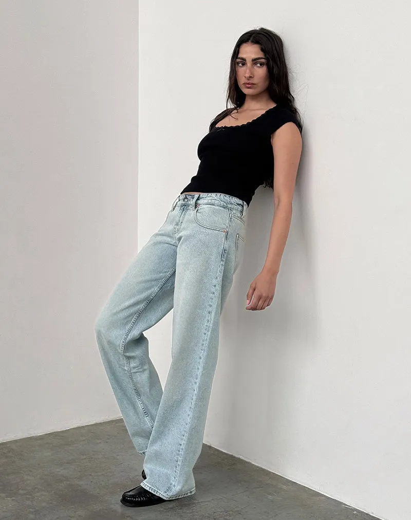 Low Rise Parallel Jeans In Extreme Light Wash Blue sold by Motel Rocks product image thumbnail 3