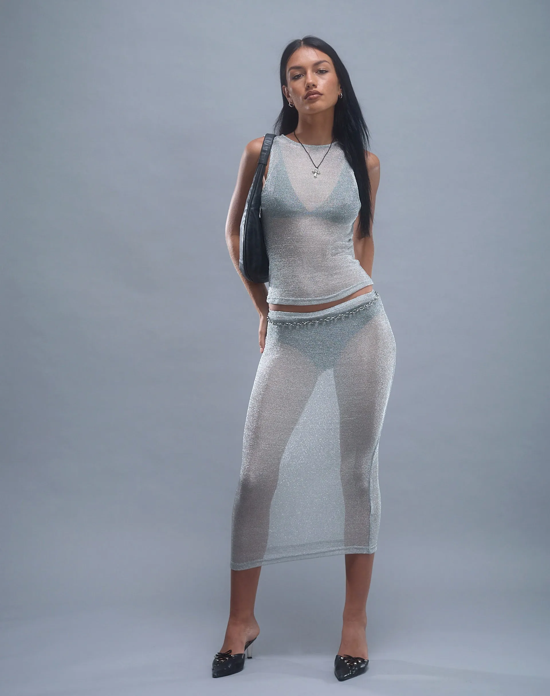 Cosima Tank Top in Silver Chain sold by Motel Rocks product image thumbnail 3
