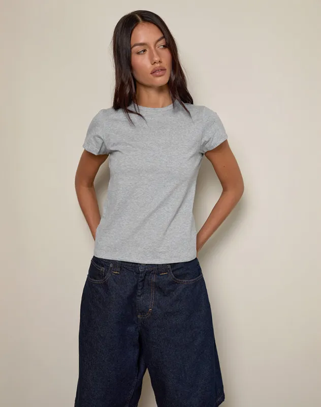 Clio Baggy Tee in Grey Marl sold by Motel Rocks