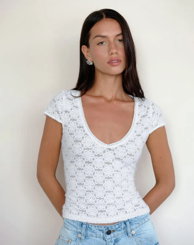 Sanjana Top in Lace Ivory made by Motel Rocks